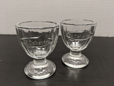 vintage ED DEBEVIC'S SHOT GLASS sundae cup egg cup mini cordial wine glass qty 2