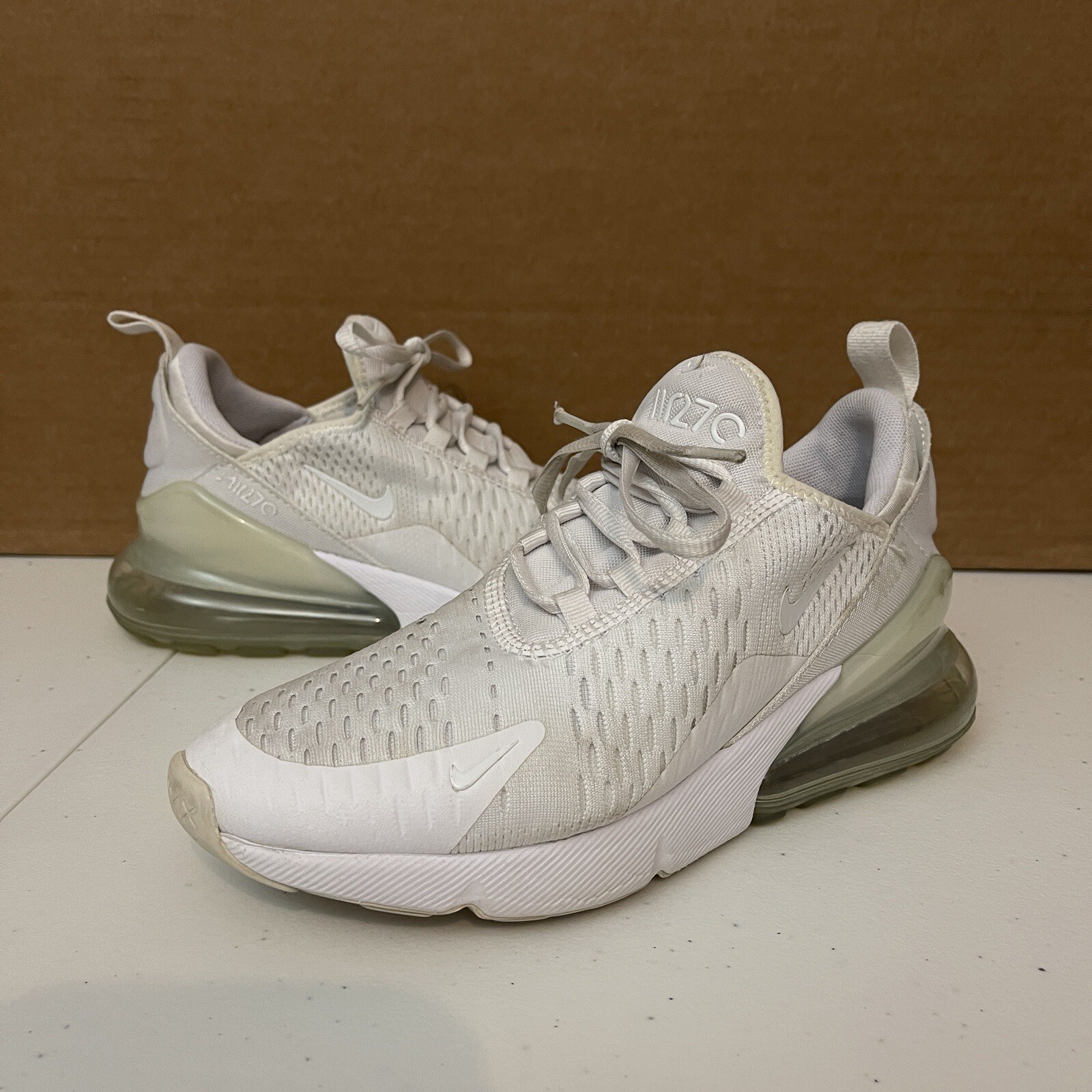 Nike Air Max 270 Triple White Youth 5Y u003d Women 6.5 Casual Silver GS  943345-103 | eBay