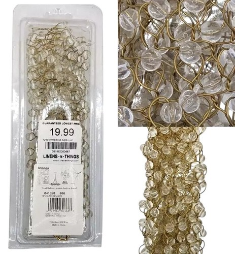 72" Wired Clear Glass Beaded Party Garland Shimmering Decor Wedding Christmas - Picture 3 of 9