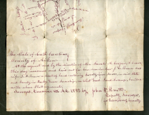 1882 PLAT 25 ACRES ORANGEBURG CO SC SARAH A COOPERS TO J E BROWN JOHN D KNOTTS - Picture 3 of 3