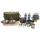 Picnic set of 19 elements (bag, dishes, utensils, kettle, cauldron, frying pan