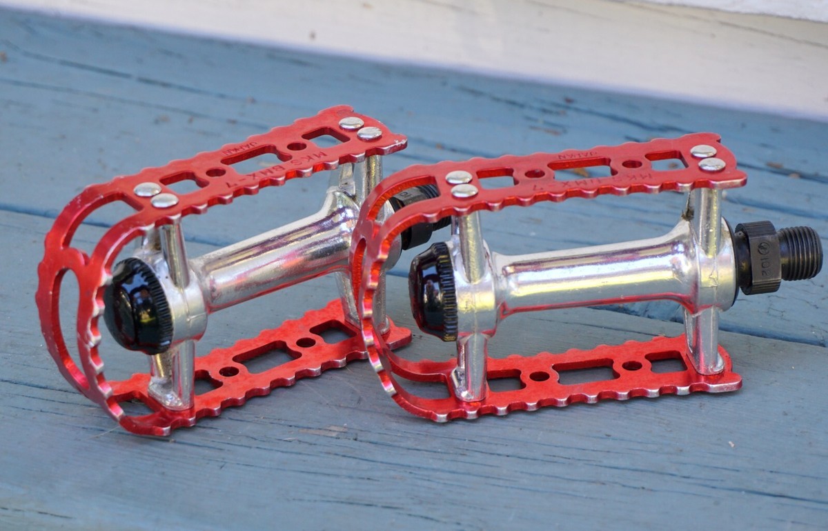 Vintage MKS BMX-7 Pedals Red Old School 1980s OG BM-7 GT