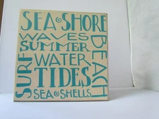 Wood Sea shore Sign / plaque  Ocean Coastal Nautical BeachTheme  Collins HW-4335