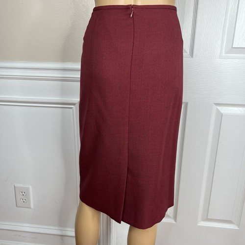 Le Suit Polyester Skirt Suit 14 Twill Bordeaux Shawl Collar Cocktail 2PC New - Picture 6 of 11