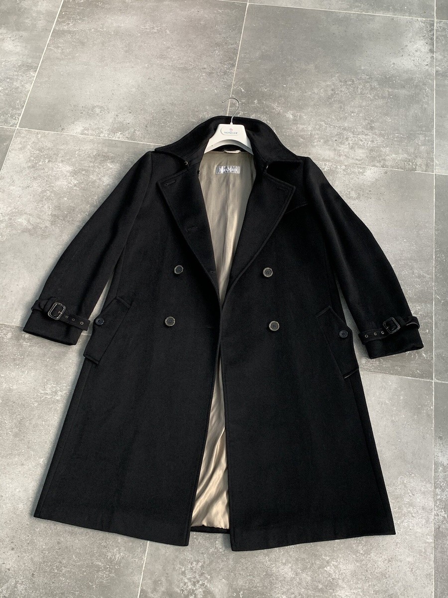 VINTAGE Women's MAX MARA Wool Long Trench Coat Jacket UK 16 US 14 EU 44 IT  48 XL