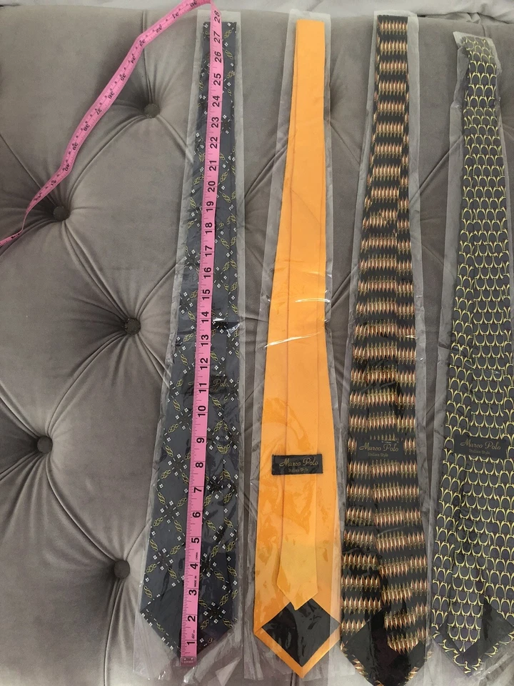 Nuevo con etiquetas Corbata Hombre Estándar Marco Polo Italiano Gris Azul Santa Navidad Foto 3 de 4