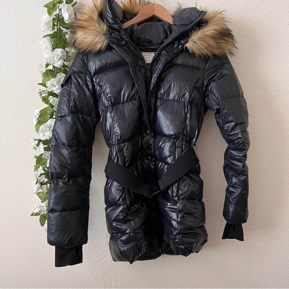 S13 faux fur glossy jacket sale