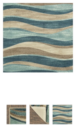 Brand New 20 in X 34 in Brown And Blue Wave Accent Rugs. - 第 1/5 張圖片