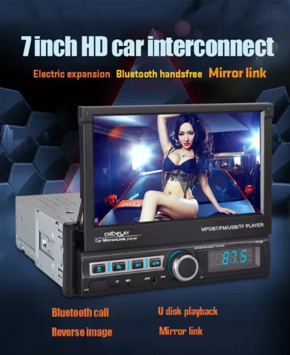 7" Single 1 DIN Flip out Touch Screen Car MP5 Stereo Radio Bluetooth Mirror Link