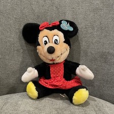 Vintage 7-8" Minnie Mouse Plush Walt Disney Stuffed Doll Red Polka Dot Dress