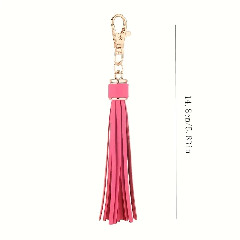 Llavero con Dije de Borla Cuero PU Negro Bolso de Uso Múltiple Colgante Llavero Mujeres Foto 2 de 2