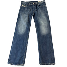 Diesel Larkee Jeans Mens 31 30 Regular Straight Dark Wash Blue Whiskers 008XR