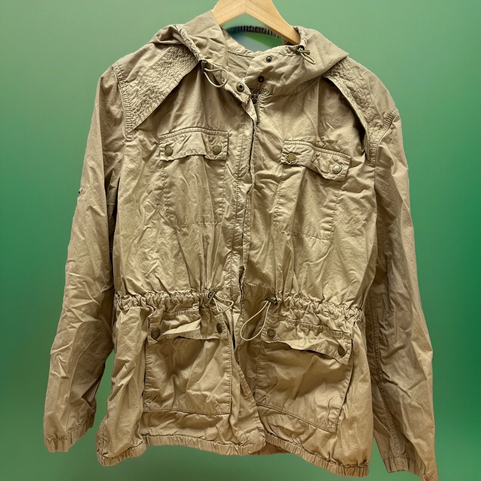 Giacca MICHAEL Michael Kors Cinch Waist con cappuccio Anorak beige donna TG L