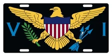 US Virgin Island Flag Custom License Plate National Emblem Black Version