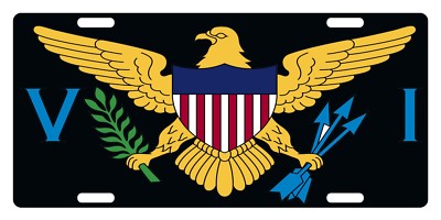 US Virgin Island Flag Custom License Plate National Emblem Black Version