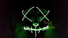 Light Up LED PURGE MOVIE El Wire RaveParty Festival Halloween Costume GREEN Mask