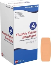 Dynarex Tan Fabric Adhesive Bandages Strips Band Aids Extra Large 2 X 4.5” 50 Ct