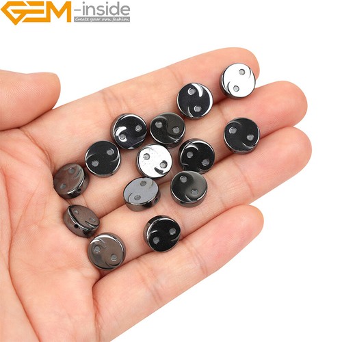Cuentas de hematita negras naturales fabricación de joyas poder energía chakra 15" moneda cruz - Imagen 55 de 360