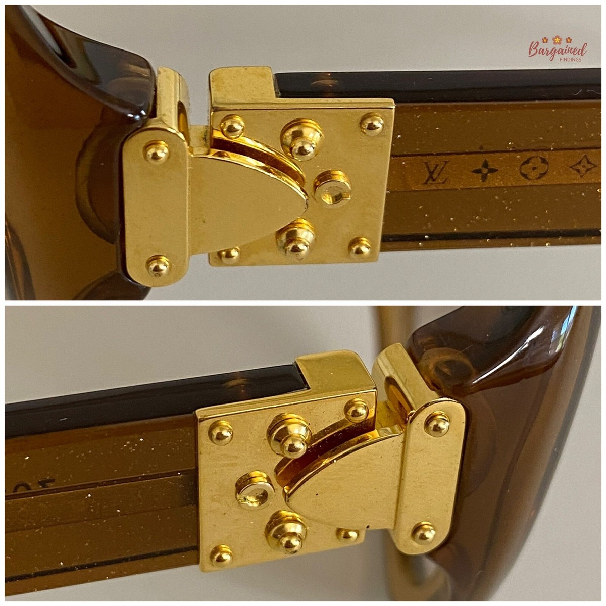 Auth LOUIS VUITTON Honey Speckling Acetate Frame Oversized Soupcon GM Sunglasses Authentic LOUIS VUITTON Gold Speckling Acetate Frame Soupcon  main image 2
