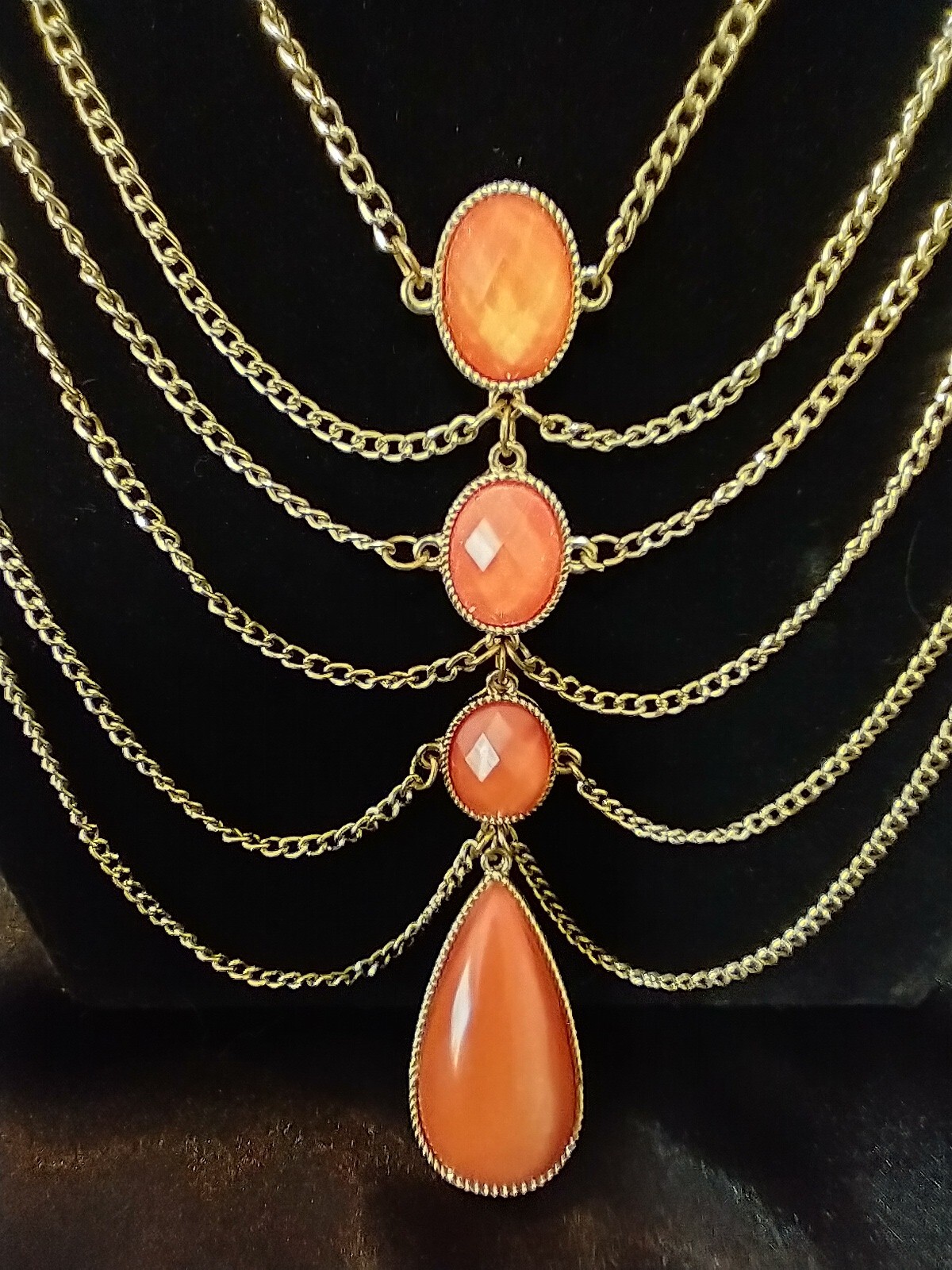 Statement Necklace Featuring Peachy/ Melon Colore… - image 2