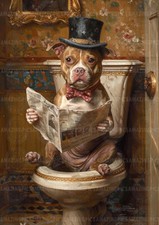 Bulldog Funny Art Print Victorian Dog Top Hat Bathroom Decor Animal Wall Art P21