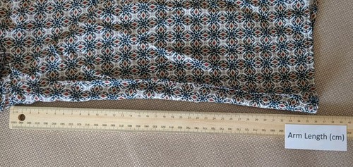 David Jones Blouse Women's Sz 16 Blue Design Top 3/4 sleeve Tie Front - Picture 13 of 13