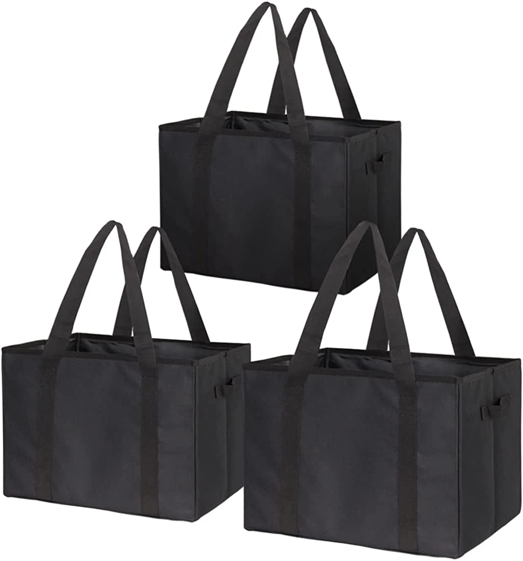 3 Pack Reusable Grocery Bags Collapsible Box Bag for Groceries Shopping Foldable