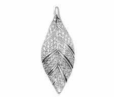 SOLID 925 STERLING SILVER HAWAIIAN MAILE LEAF SLIDE PENDANT CZ RHODIUM