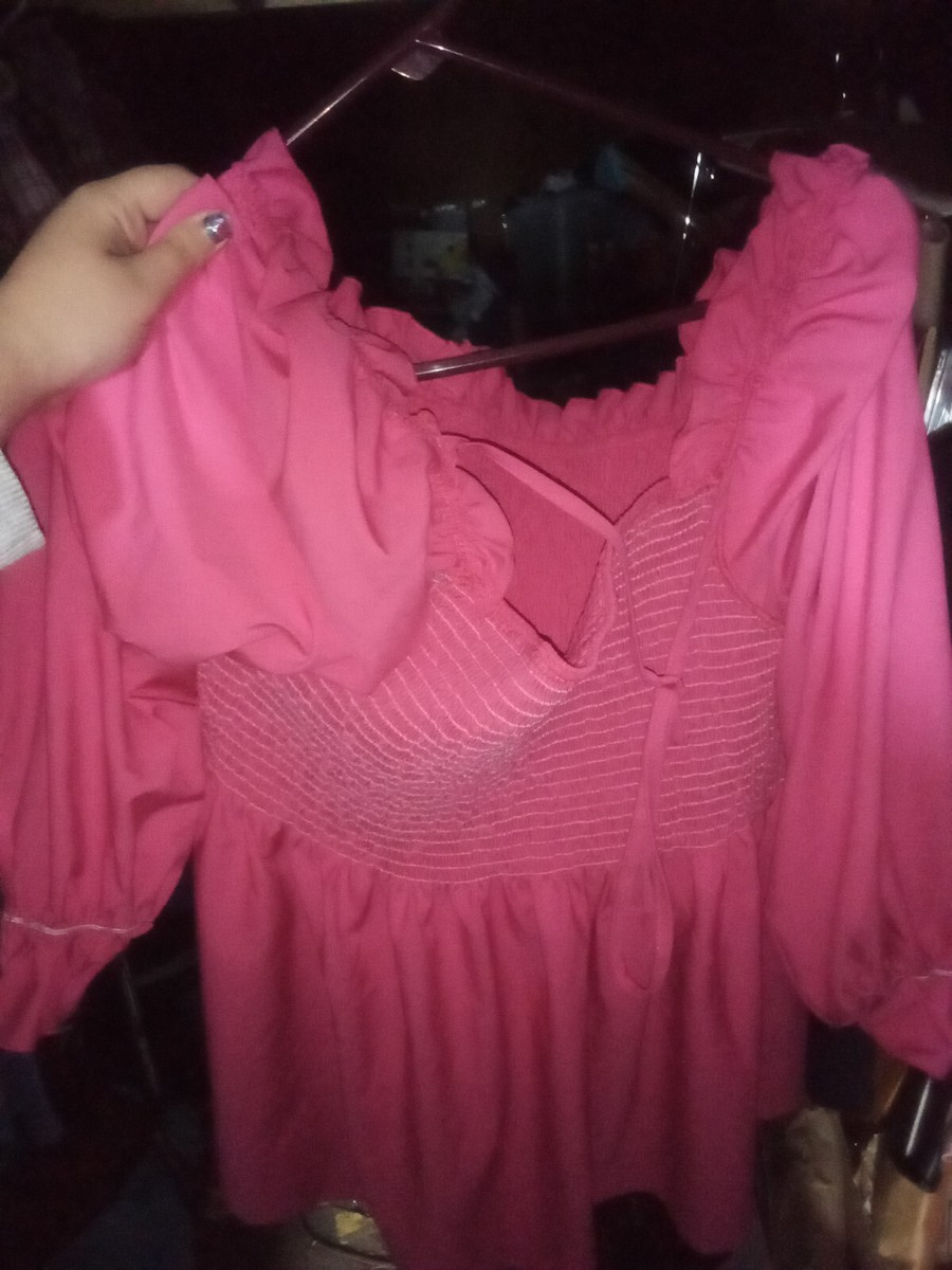 3x shein balloon sleeve polyester blend pink ruffle top princess