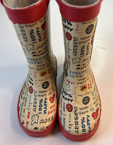 DISNEY OH BOY MICKEY MOUSE WESTERN CHIEF Rain Kids Rubber Boots Size 9/10 - Picture 3 of 14