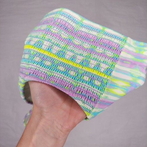 Victoria's Secret Bikini Swim Bottom Medium Green Purple Stripe Smock High Rise - Picture 4 of 9