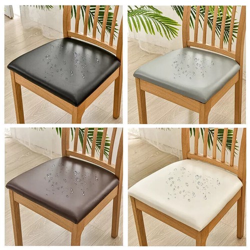 Dining Chair Seat Covers PU Leather Waterproof Stretch Wedding Slip Protector UK - Picture 8 of 18