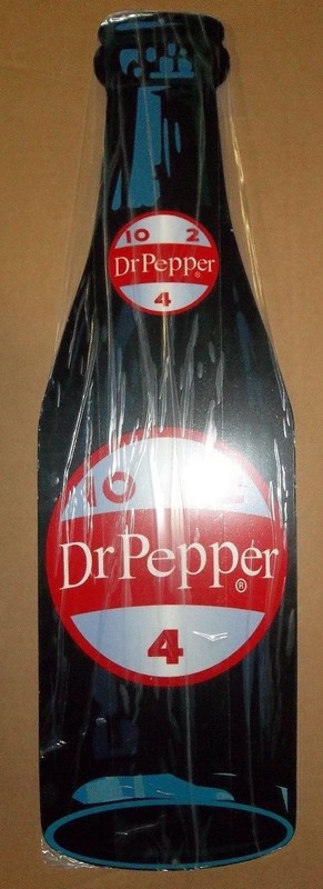 Huge Die-Cut Dr. Pepper Bottle Sign.  Great Colors, and Shine. Porcelain Look