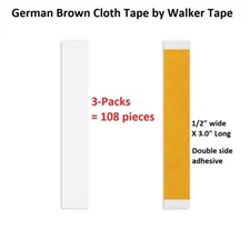 German Brown Cloth Tape 1/2 inch STRAIGHT 3 packs 108 pieces by Walker Tape Co.