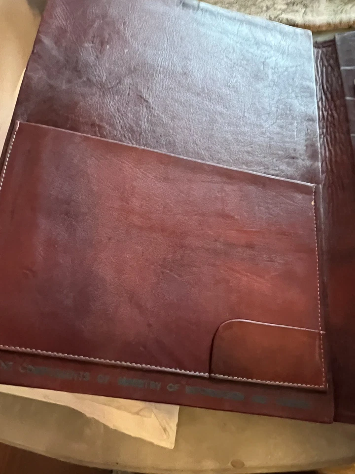 手工制作漂亮钱包文件夹皮革带布洛赫手工制作工作古董 — 第 3/4 张图片