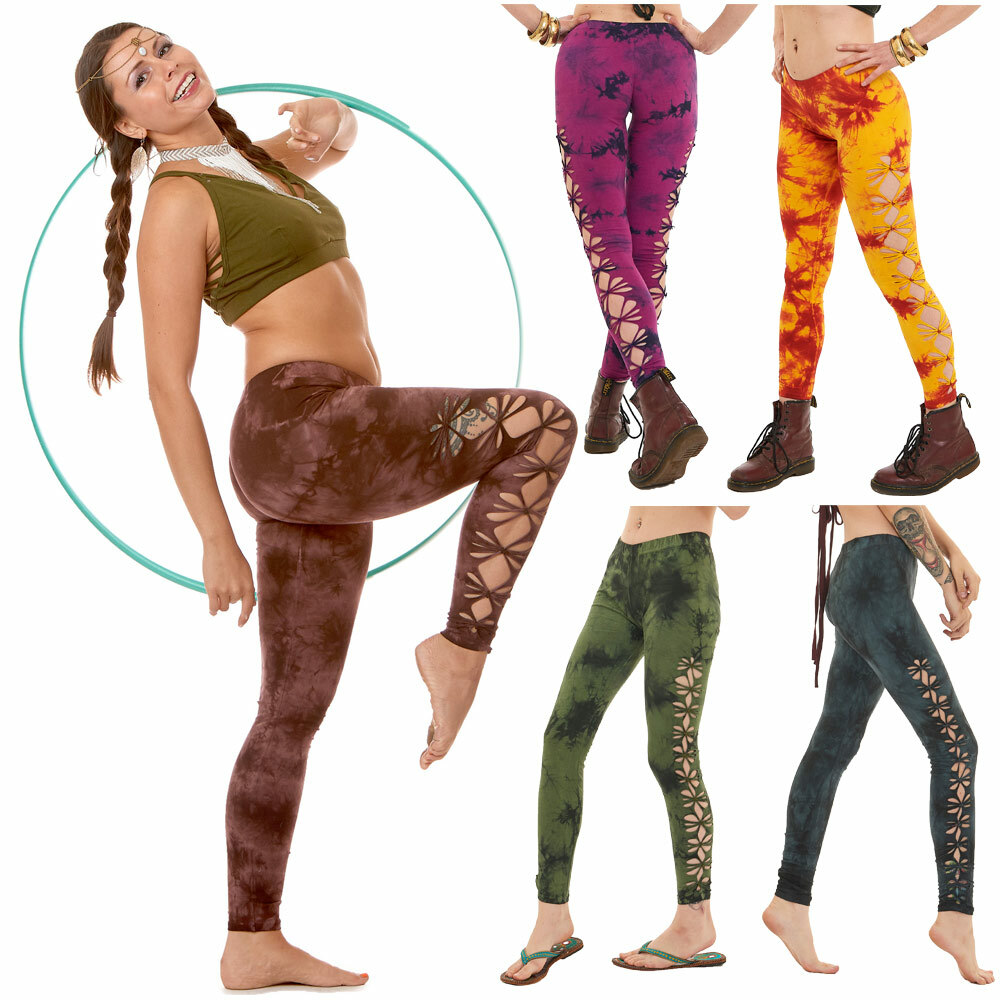 Tie Dye Leggings, Hippy Leggings, Psy Trance Clothing, Braid