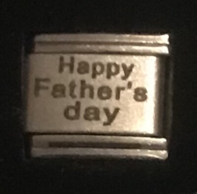 Stylysh Charms "In Memory Dad" RH Laser Engraved Italian 9mm Link Bracelet Charm | Stainless Steel Memorial Gift IM007