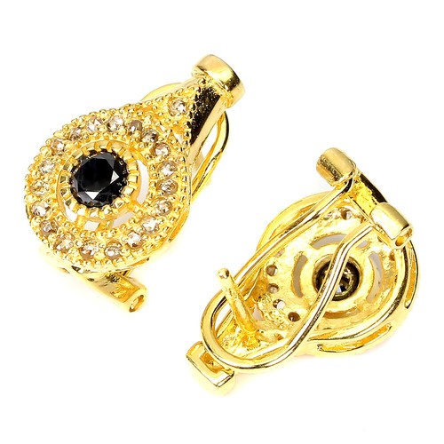 925 Sterling Silver Earrings Round Black Diamond 0.64ct 4mm 40pcs Diamond Gift - Picture 3 of 10
