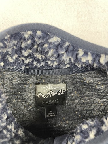 J Crew Nordic Mens Quarter Sherpa Pile Fleece Jacket Size Large Blue Gray - Picture 4 of 8