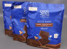 ChocZero Dark Chocolate Keto Bark Sugar Free Almond 6 oz.[Pack of 3] EXP 10/2025