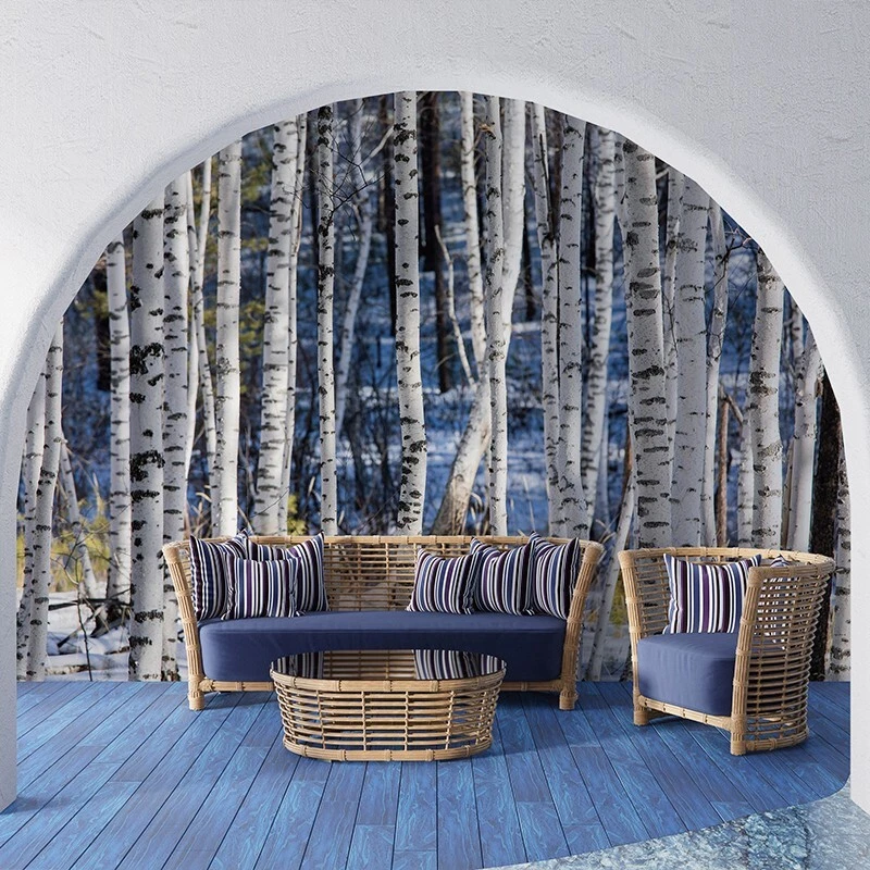 Blue Forest Peel And Stick Wall Mural 148"X98"Living Room Decor Cut Into 5 pcs - Image 3 of 4