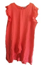 Rosemarine 100% Linen Made in Italy Hi-Lo Hem Modern A-Line Dress Red SZ 3X NWT