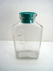 Vtg Anchor Hocking Refrigerator Glass Ribbed Pitcher w/ Teal Rubber Lid 2.5 qts