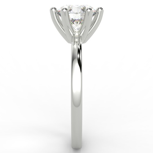 1.06 Ct Round Cut VS1/D Solitaire Diamond Engagement Ring 14K White Gold - Picture 5 of 6