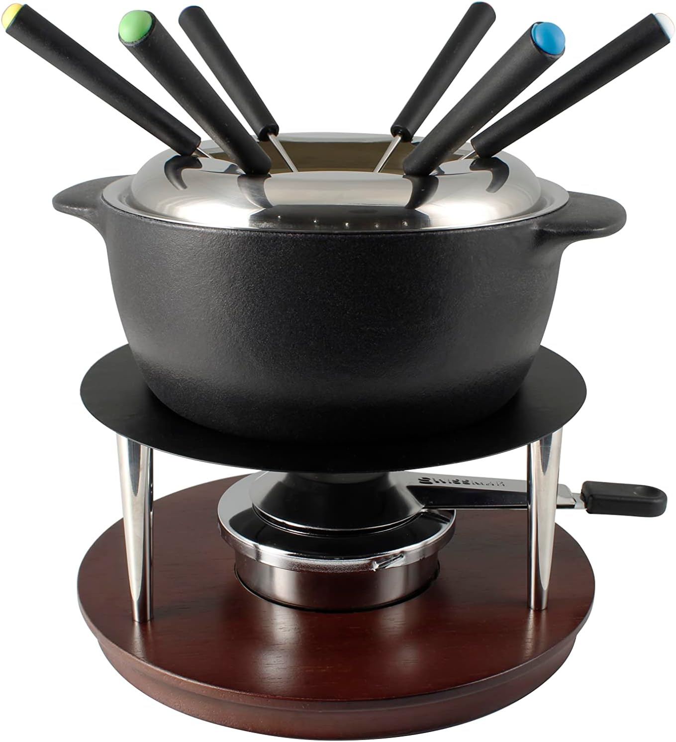 Summit 10-Piece Black Cast Iron Fondue Set
