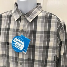 NEW w/Tag-COLUMBIA Hardy Ridge Gray Check Stretch Regular Fit Button Shirt L