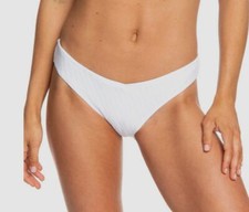 NWT 127 Roxy Women's White Solid Beach Swimwear Bikini Swimsuit Bottoms Size L