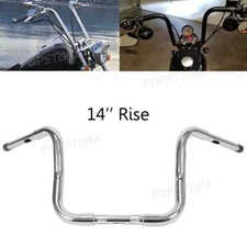 14" Ape Hanger 1-1/4" Fat Bar Chrome Handlebar For Harley Road King Road Glide