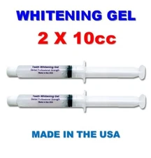 22% 2- SYRINGE GEL 10ml TEETH WHITENING BLEACHING PROFESSIONAL TOOTH