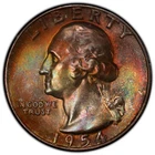 1954 S Washington Quarter PCGS MS66 Rainbow Toned PQ Coin